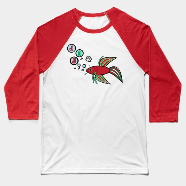 Christmas Betta Fish: JOY Baseball T-Shirt by PenguinCornerStore